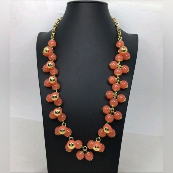 J. Crew Goldtone Pink Cluster Beads Necklace 24" NWOT - Picture 1 of 5
